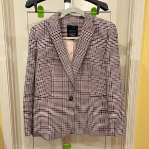J. Crew Pink Plaid Wool Blend Blazer